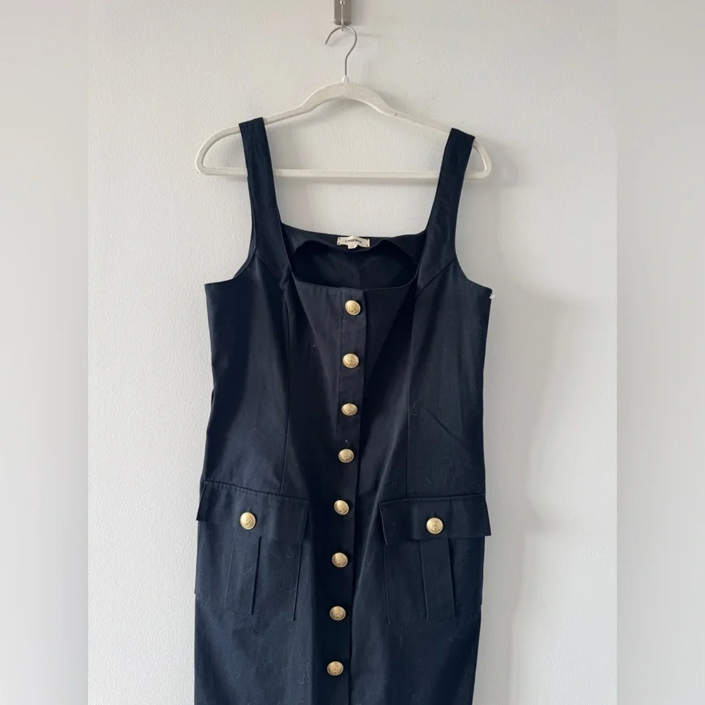 L’AGENCE Idy Button Front Black Dress 10 - Picture 3 of 9
